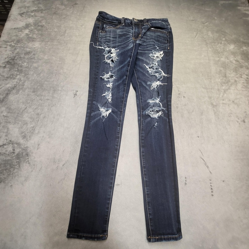 American Eagle Jeans Womens 2 Blue Jegging Extra-Slim Distressed Dark Wash